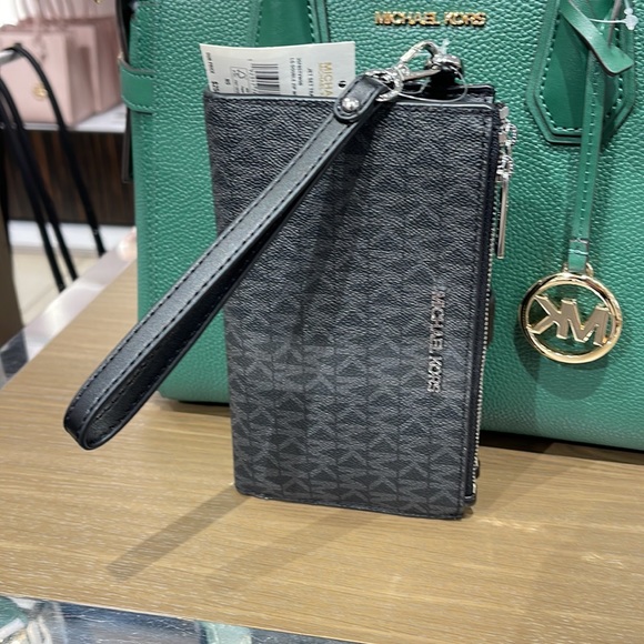 Michael Kors Jet Set Travel Large Double-Zip Wristlet-Wallet-PhoneHolder Black - Picture 15 of 16